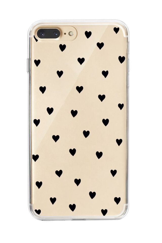 iPhone 8 Plus Uyumlu Siyah Kalpler Premium Şeffaf Silikon Kılıf