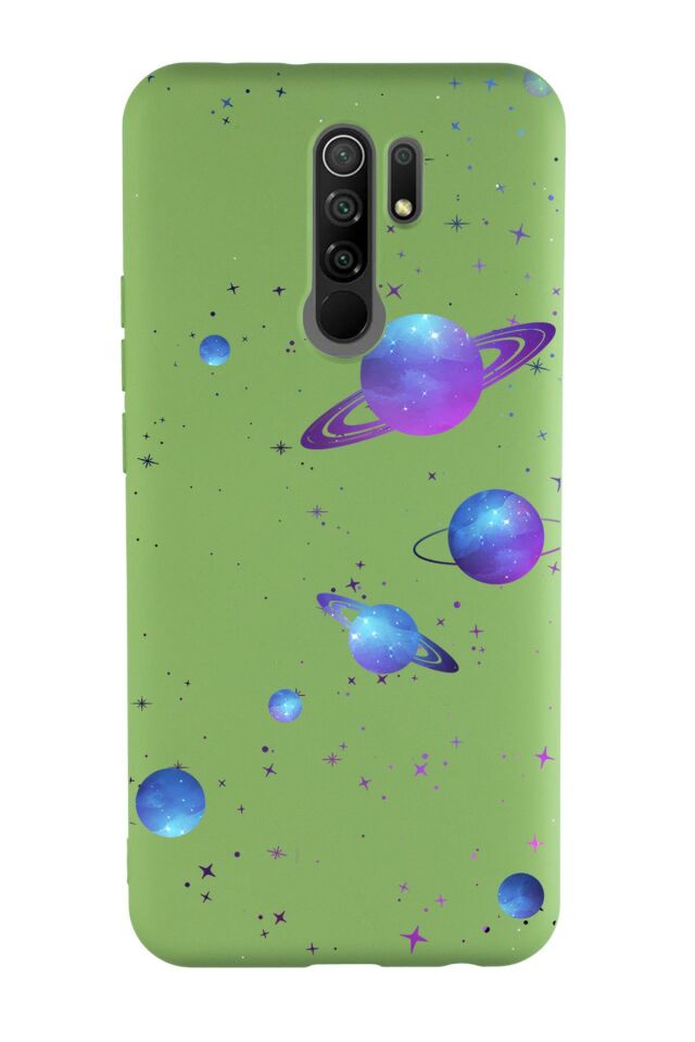 Xiaomi Redmi 9 Uyumlu Galaxy and Stars Desenli Premium Silikonlu Lansman Telefon Kılıfı