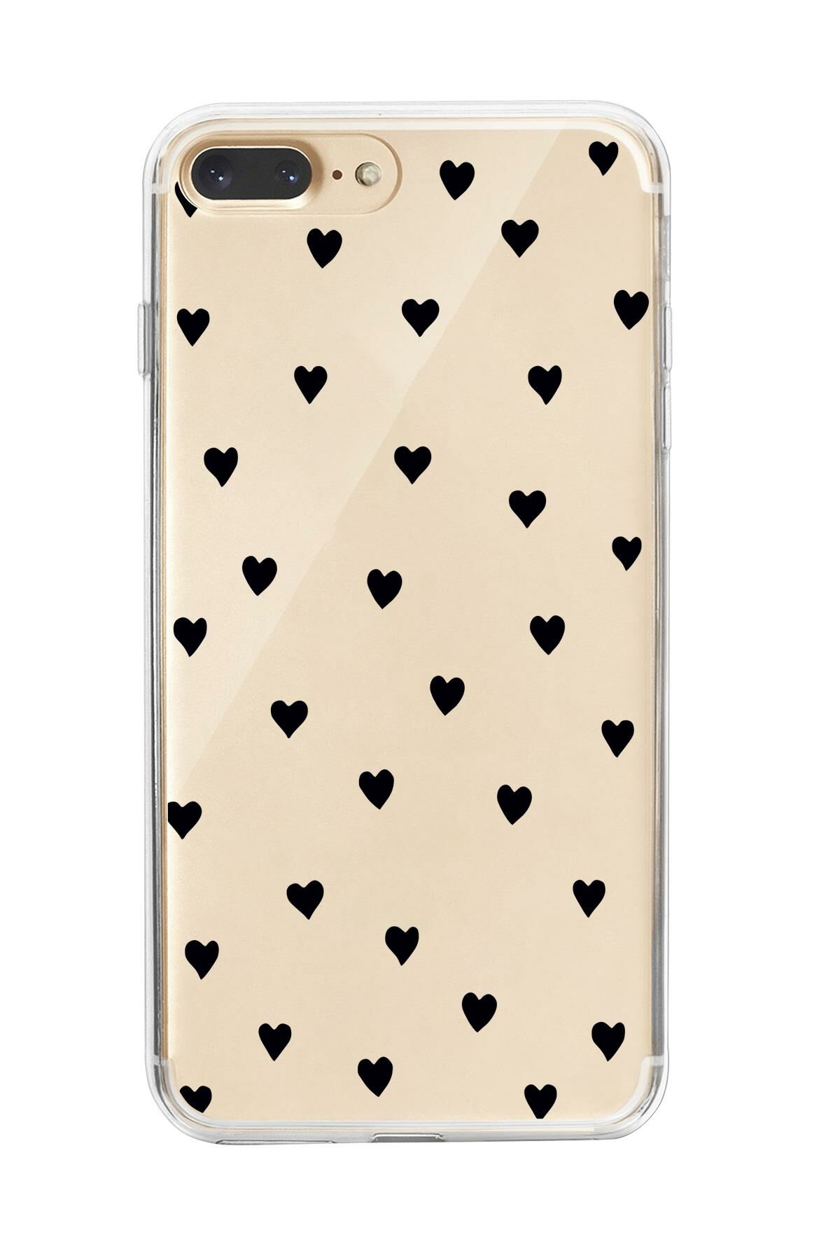 iPhone 7 Plus Uyumlu Siyah Kalpler Premium Şeffaf Silikon Kılıf
