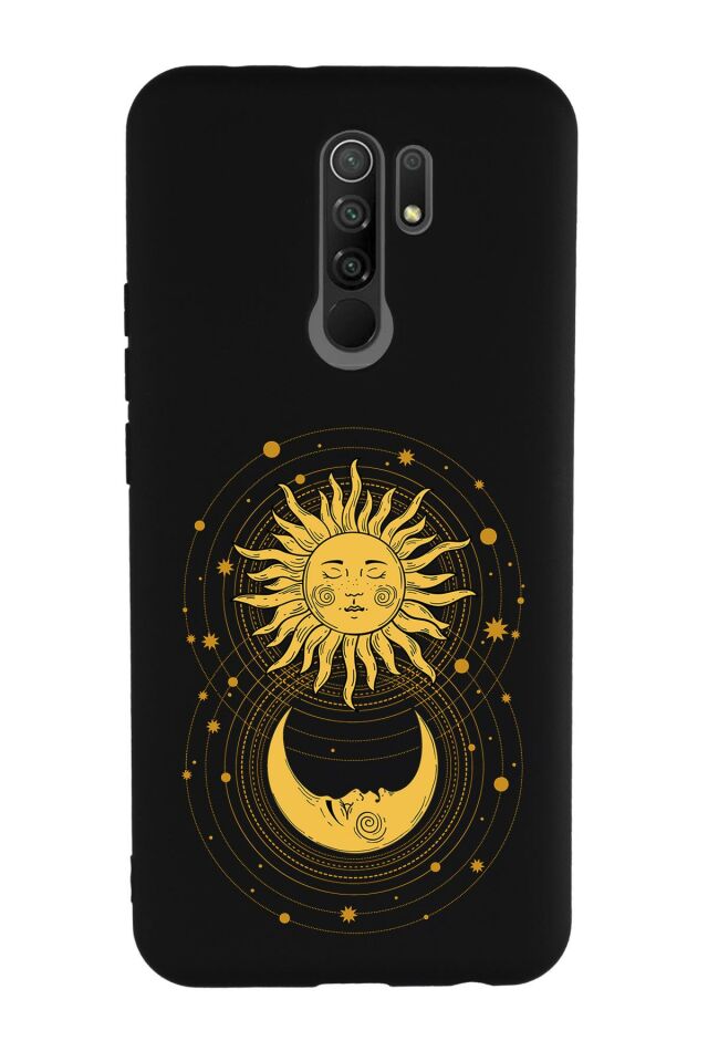 Xiaomi Redmi 9 Uyumlu Moon and Sun Desenli Premium Silikonlu Lansman Telefon Kılıfı