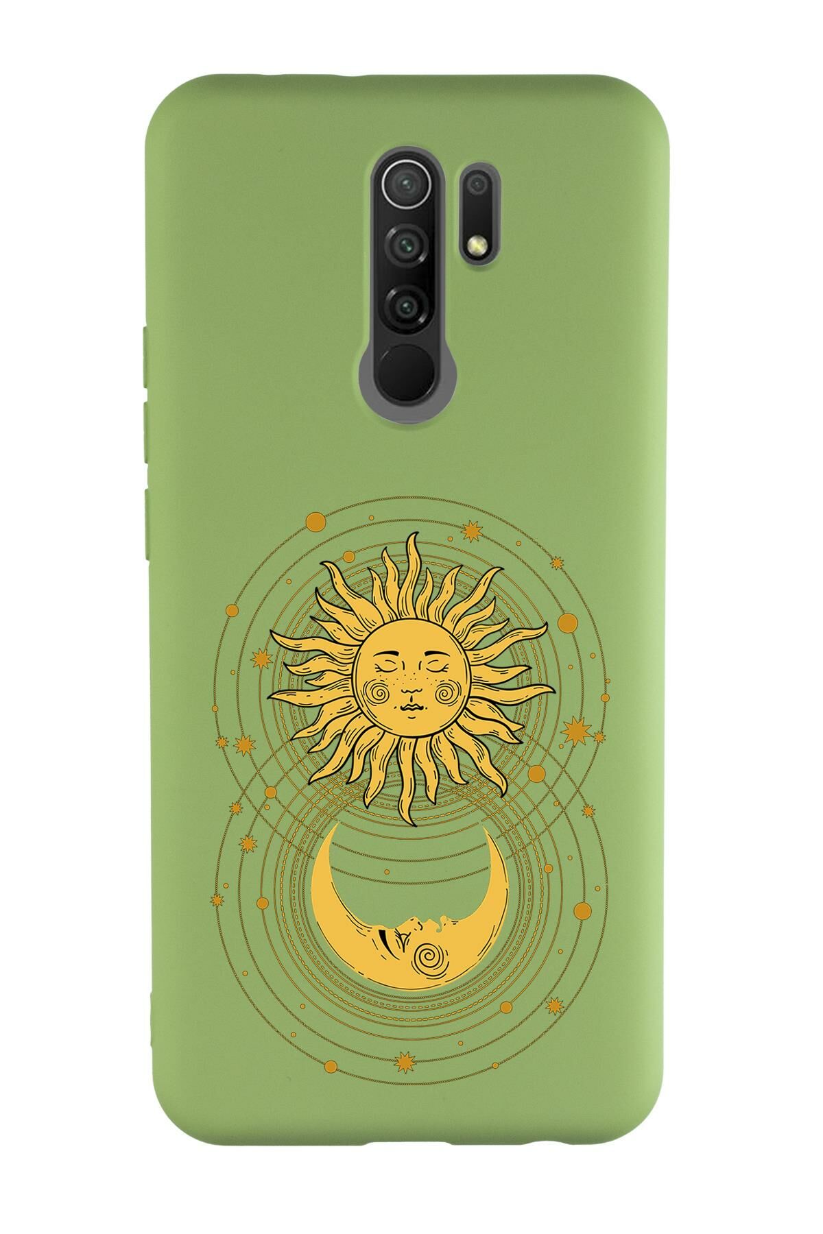 Xiaomi Redmi 9 Uyumlu Moon and Sun Desenli Premium Silikonlu Lansman Telefon Kılıfı