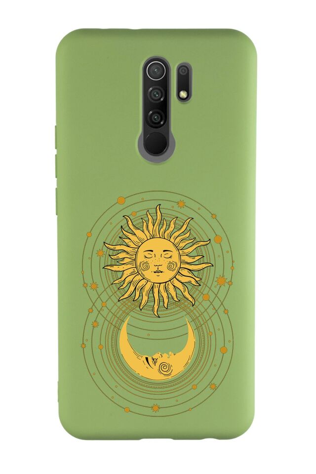 Xiaomi Redmi 9 Uyumlu Moon and Sun Desenli Premium Silikonlu Lansman Telefon Kılıfı