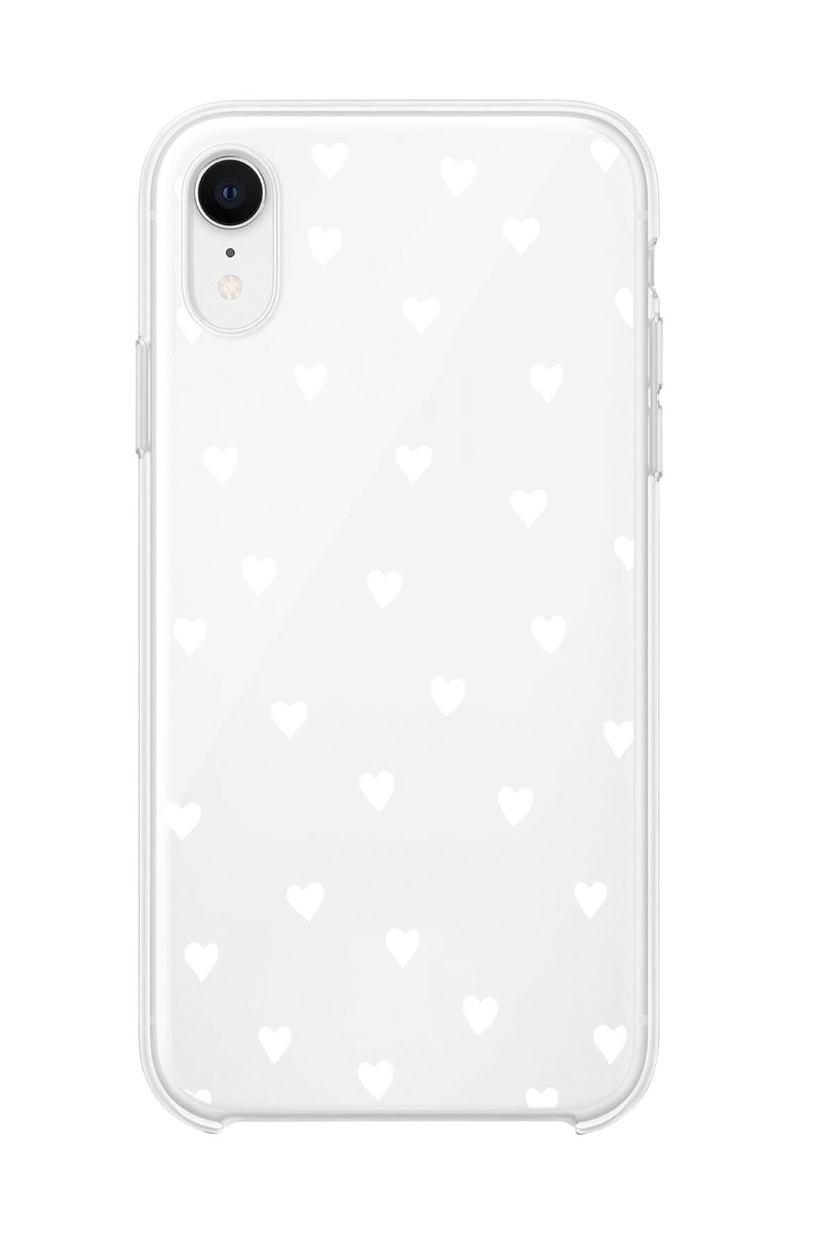 iPhone Xr Uyumlu Beyaz Kalpler Premium Şeffaf Silikon Kılıf