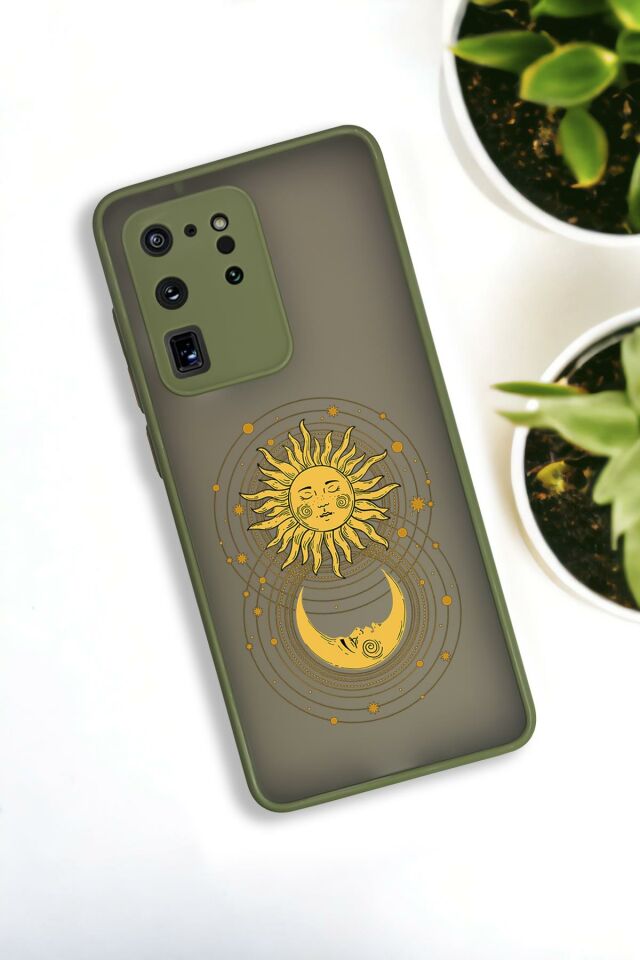 Samsung S20 Ultra Uyumlu Moon and Sun Desenli Buzlu Şeffaf Lüx Telefon Kılıfı