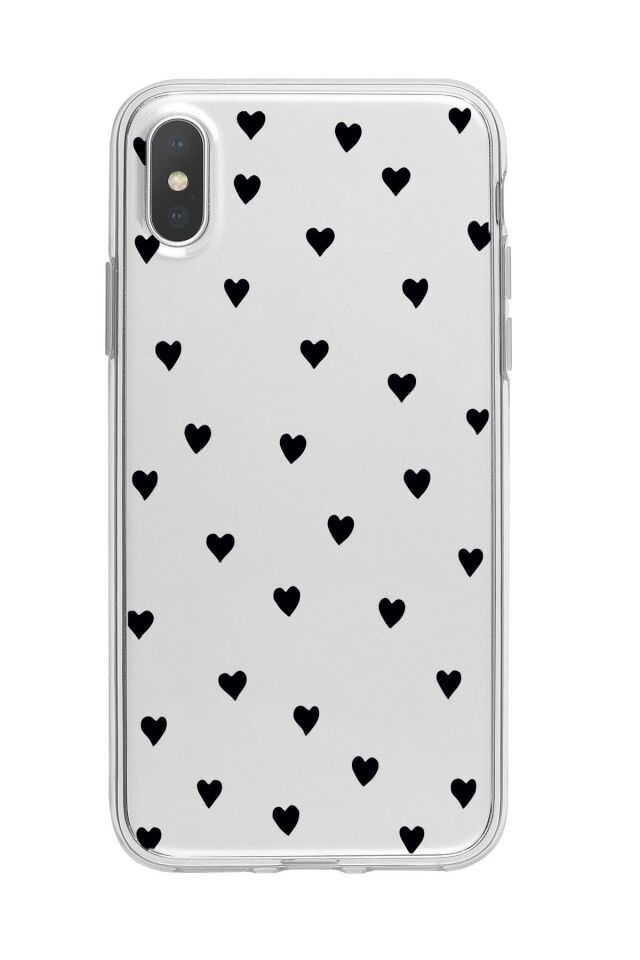 iPhone XS Uyumlu Siyah Kalpler Premium Şeffaf Silikon Kılıf