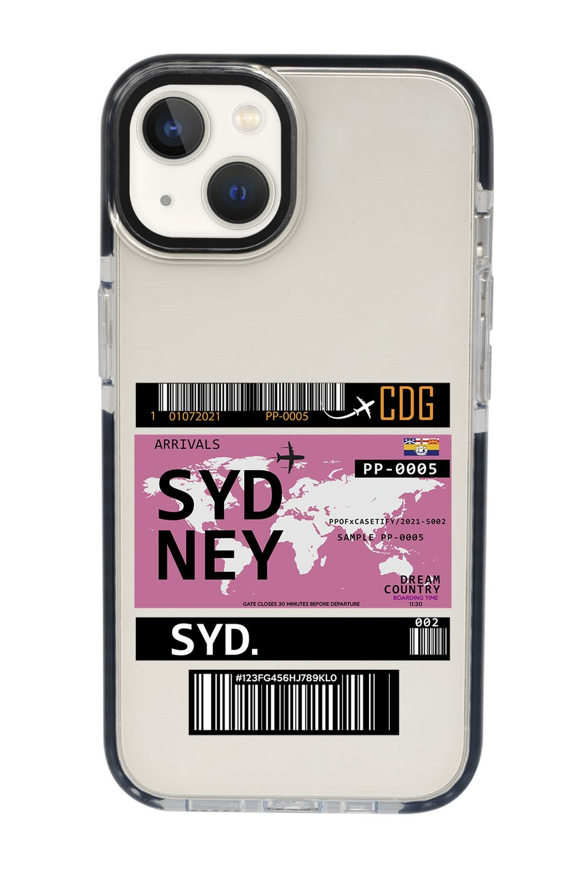 iPhone 15 Uyumlu Sydney Ticket Desenli Candy Bumper Darbe Emci Silikonlu Telefon Kılıfı