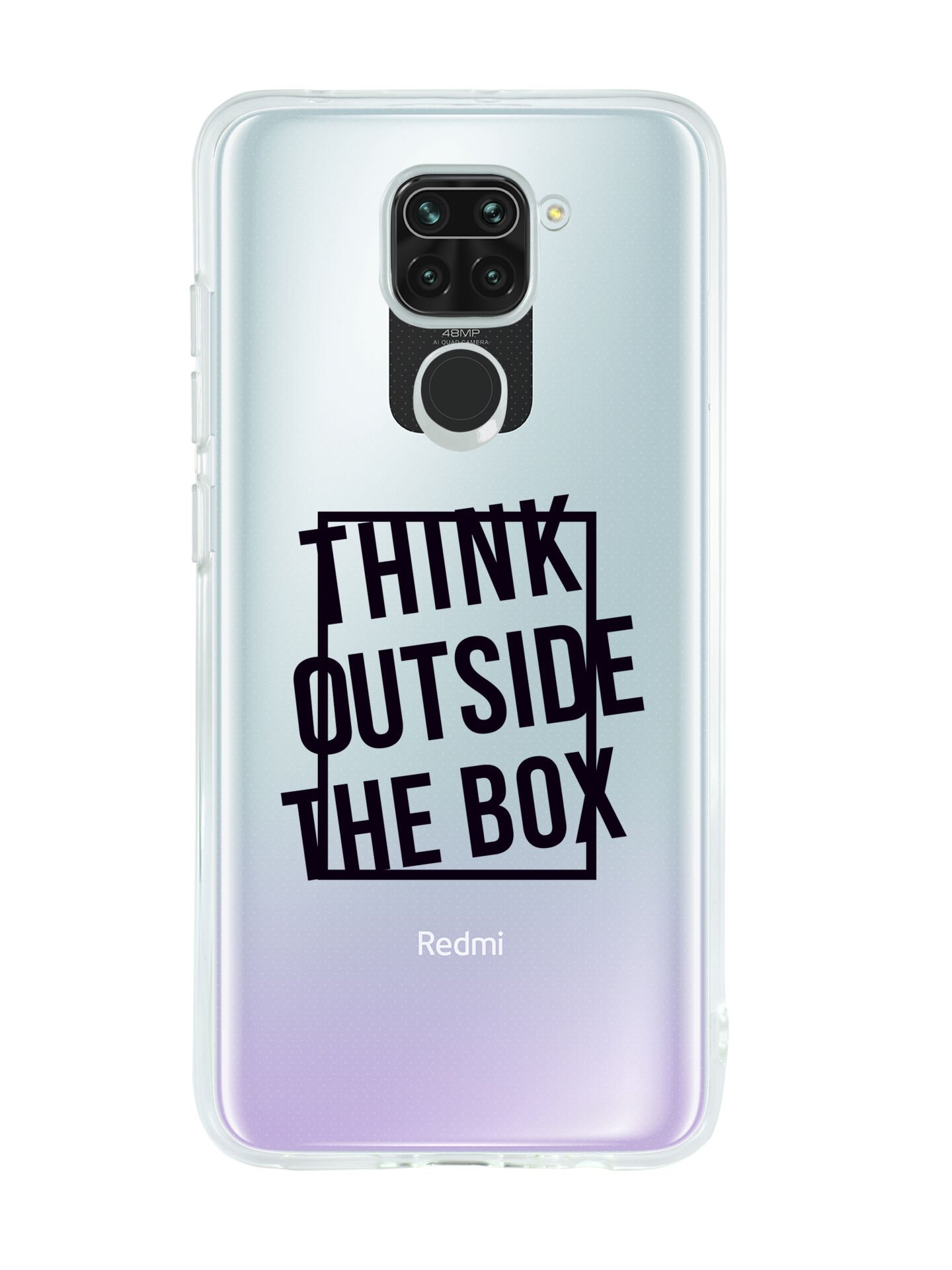 Redmi Note 9 Think Outside The Box Desenli Premium Şeffaf Silikon Kılıf