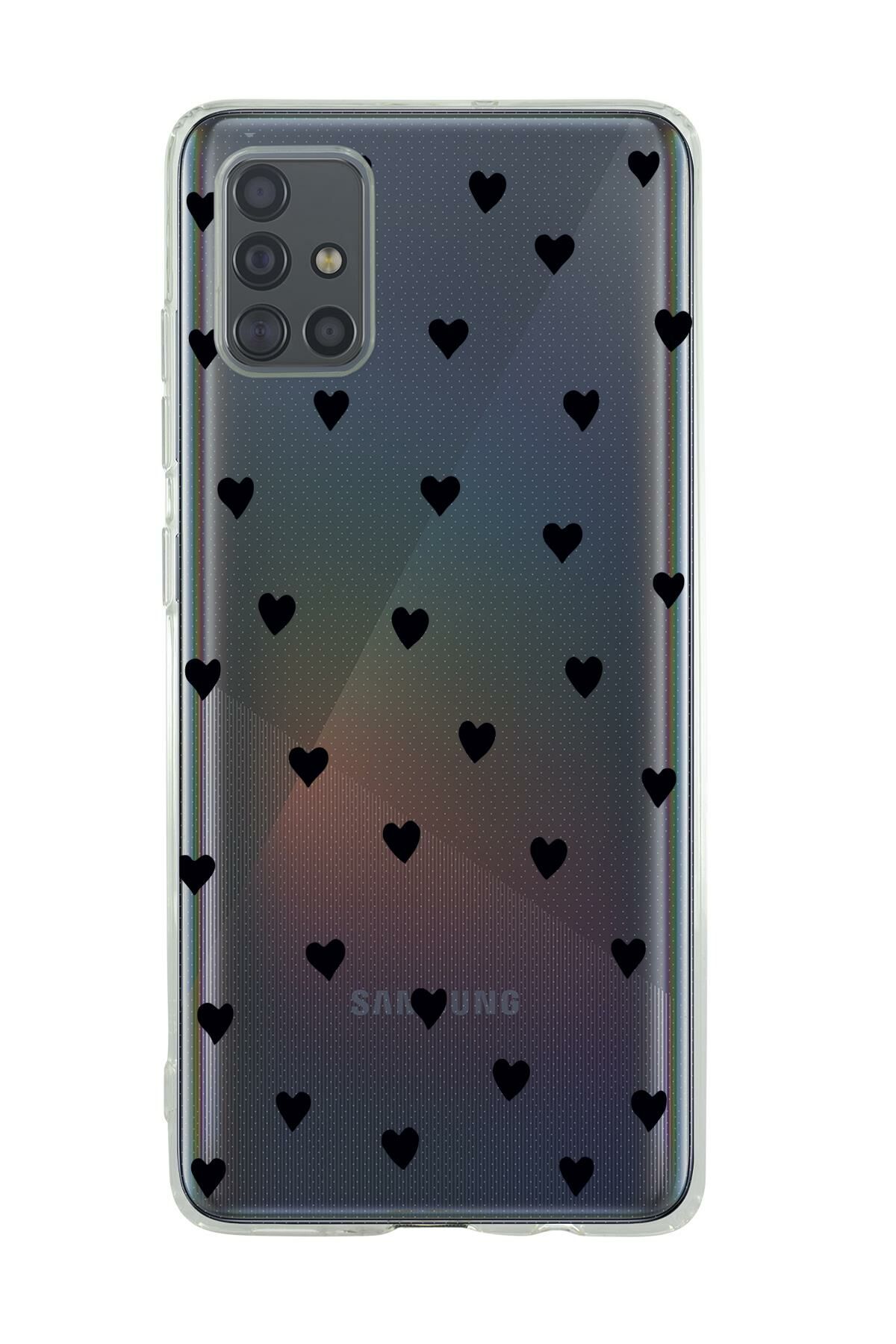 Samsung A71 Uyumlu Siyah Kalpler Premium Şeffaf Silikon Kılıf