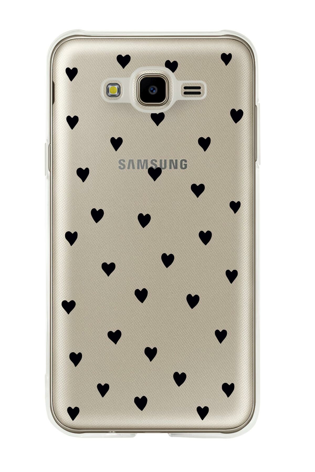 Samsung J7 Uyumlu Siyah Kalpler Premium Şeffaf Silikon Kılıf