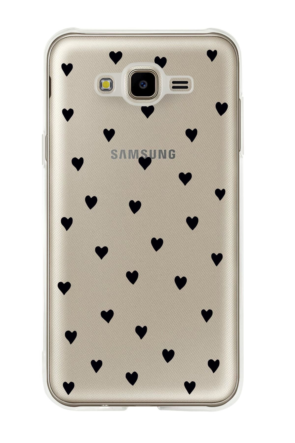 Samsung J7 Core Uyumlu Siyah Kalpler Premium Şeffaf Silikon Kılıf
