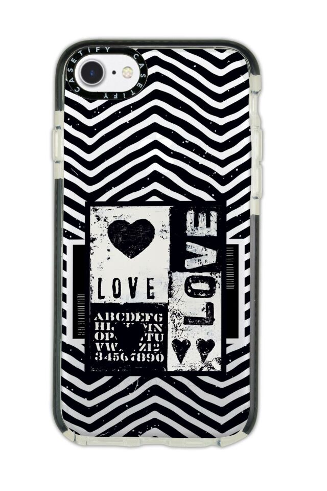 iPhone 8 Casetify Black Love Desenli Anti Shock Premium Silikonlu Siyah Kenar Detaylı Telefon Kılıfı