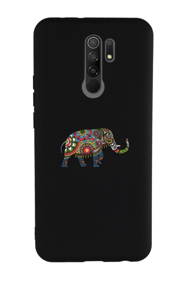 Xiaomi Redmi 9 Uyumlu Mandala Fil Desenli Premium Silikonlu Lansman Telefon Kılıfı