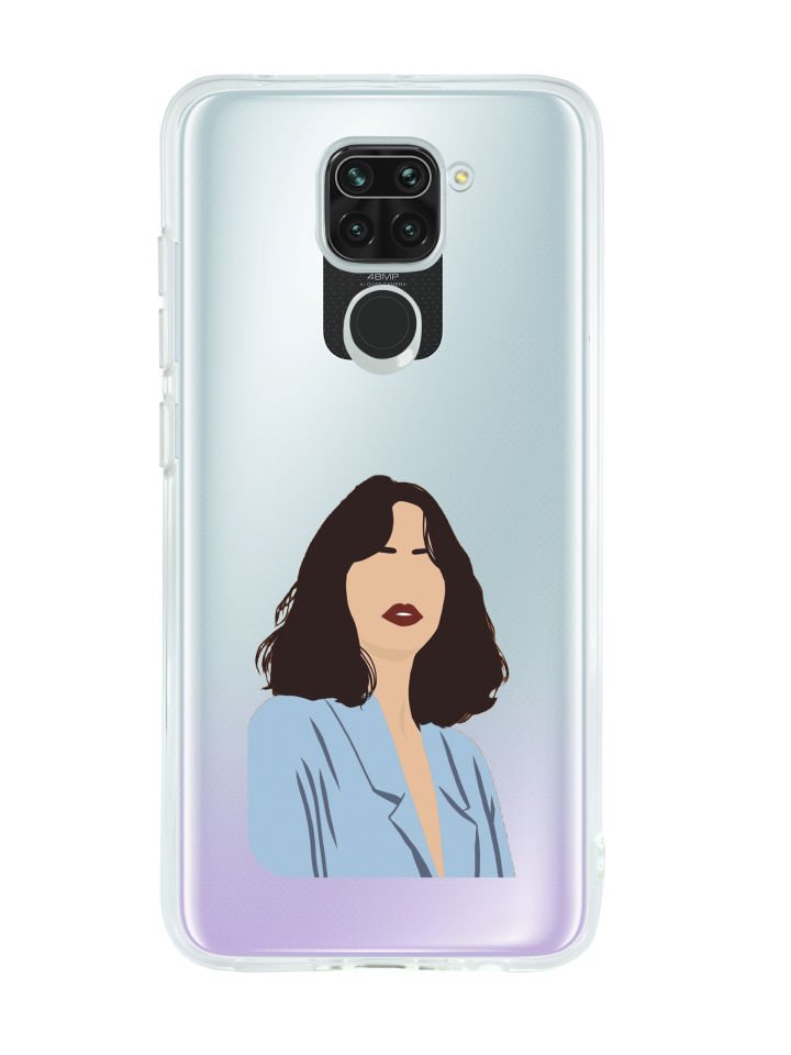 Redmi Note 9 Mavi Gömlekli Desenli Premium Şeffaf Silikon Kılıf