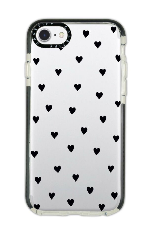 iPhone 6 Casetify Uyumlu Siyah Kalpler Desenli Anti Shock Premium Silikonlu Siyah Kenar Detaylı Telefon Kılıfı