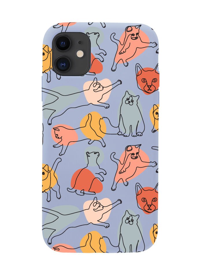 iPhone 12 Sevimli Kedi Figürleri Premium Lansman Silikonlu Kılıf