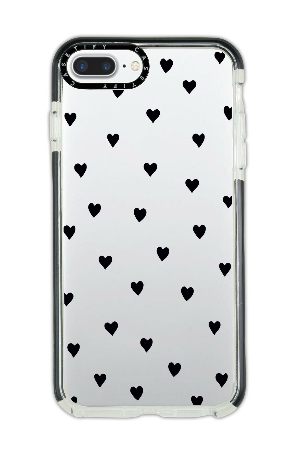 iPhone 6 Plus Casetify Uyumlu Siyah Kalpler Desenli Anti Shock Premium Silikonlu Siyah Kenar Detaylı Telefon Kılıfı