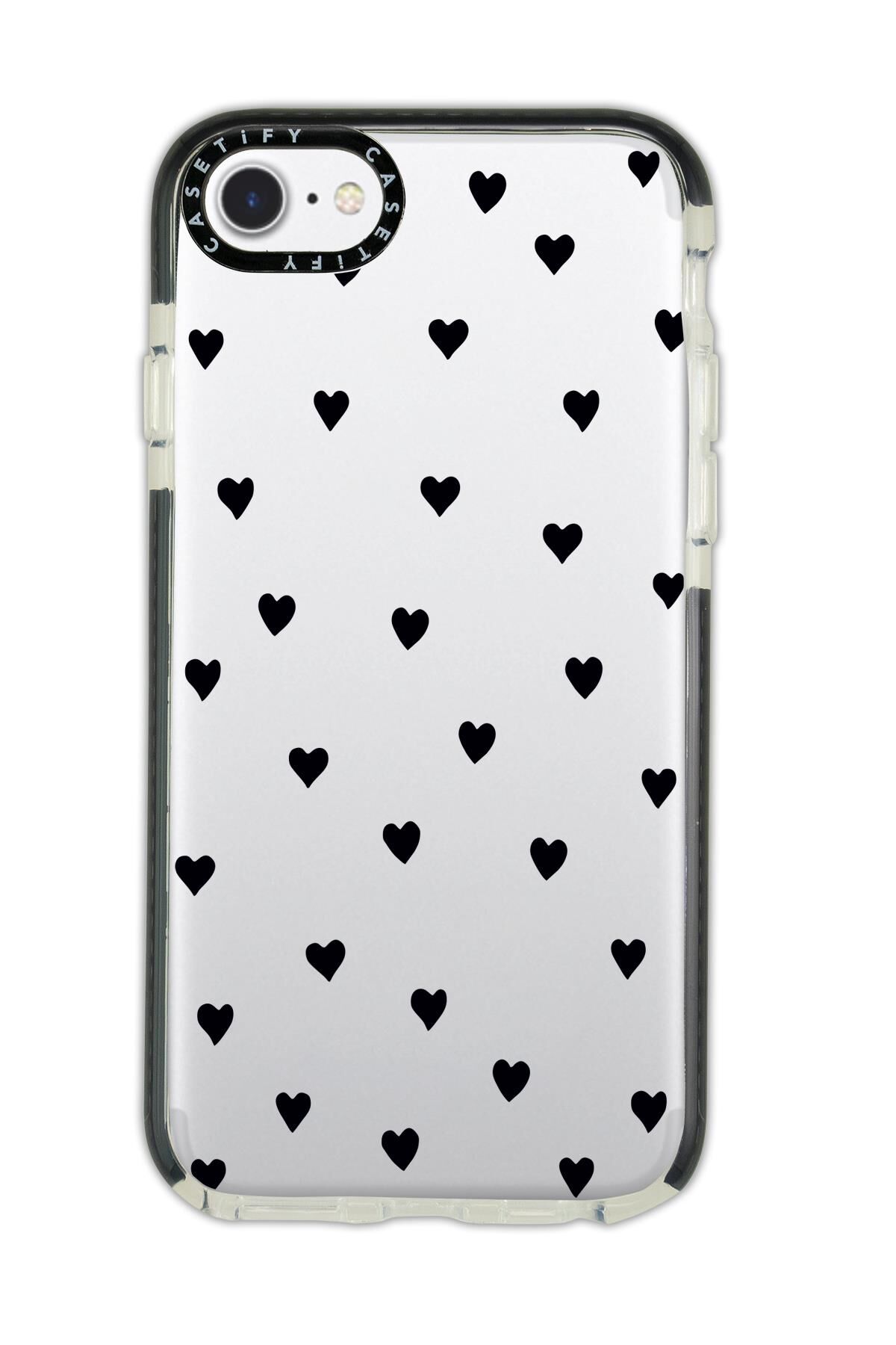 iPhone 7 Casetify Uyumlu Siyah Kalpler Desenli Anti Shock Premium Silikonlu Siyah Kenar Detaylı Telefon Kılıfı