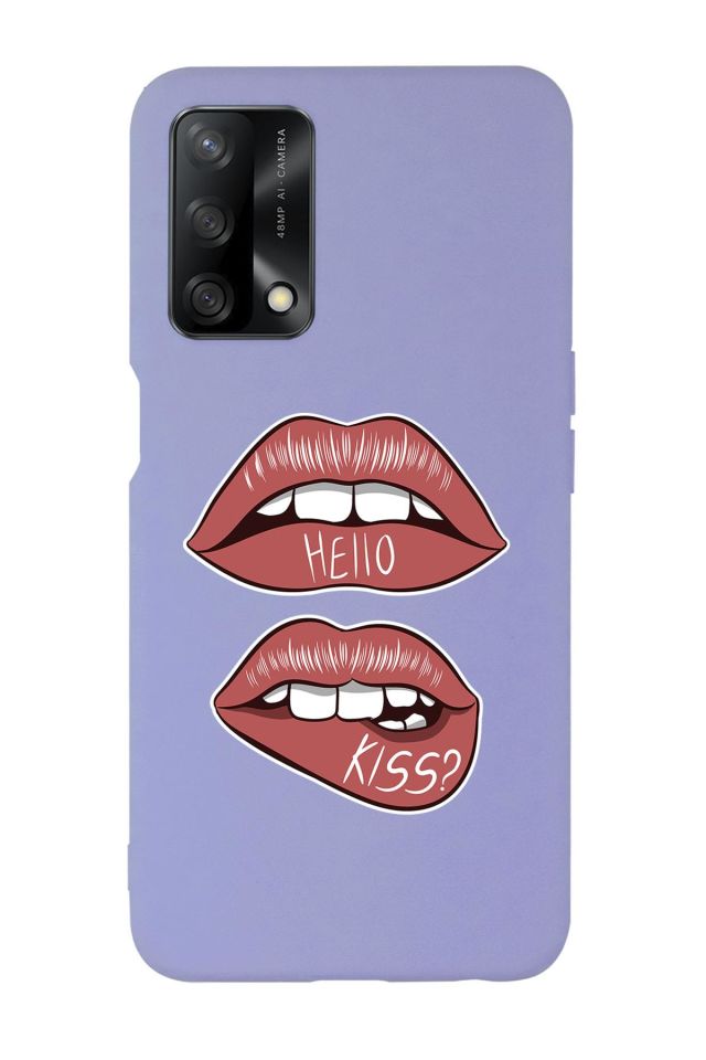 Oppo A74 Uyumlu Hello Kiss Desenli Premium Silikonlu Lansman Telefon Kılıfı