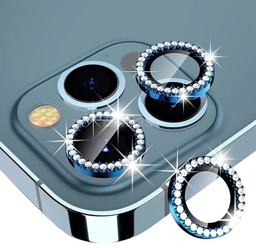 iPhone 15 Pro Uyumlu Swarovski Taşlı Görünümlü Kamera Lensi Koruma Camı