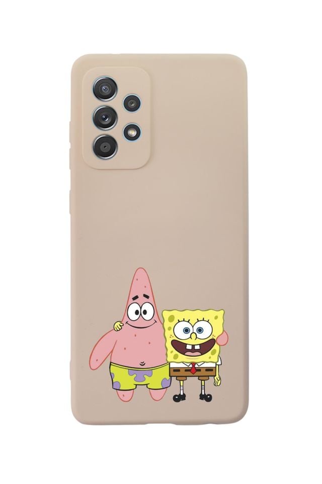 Samsung Galaxy A53 Uyumlu Sünger Bob ve Patrick Star Desenli Premium Silikonlu Lansman Telefon Kılıfı