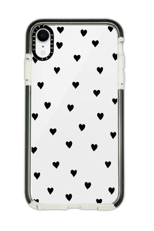 iPhone Xr Casetify Uyumlu Siyah Kalpler Desenli Anti Shock Premium Silikonlu Siyah Kenar Detaylı Telefon Kılıfı