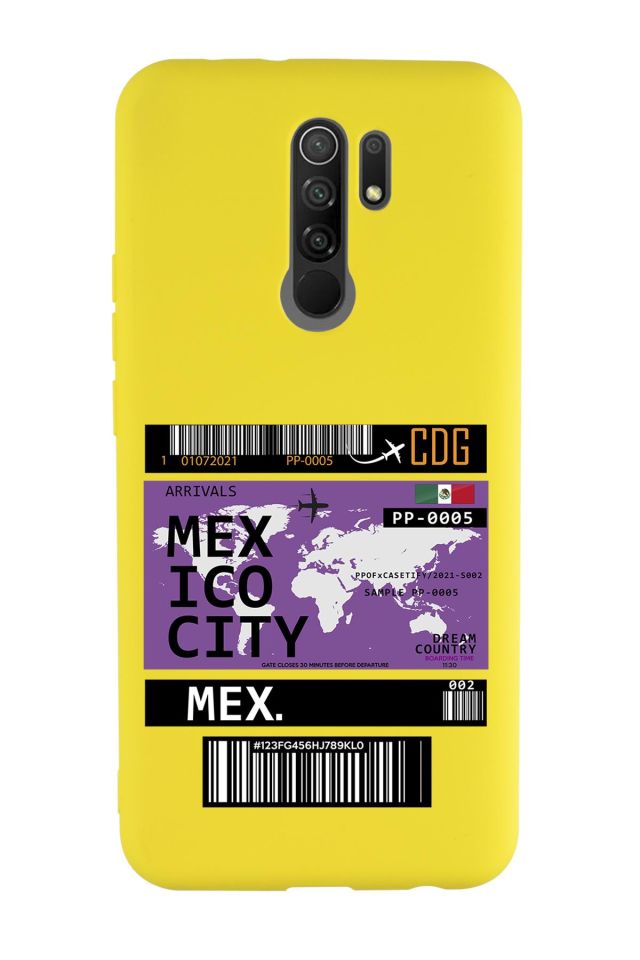 Xiaomi Redmi 9 Uyumlu Mexico Ticket Desenli Premium Silikonlu Lansman Telefon Kılıfı