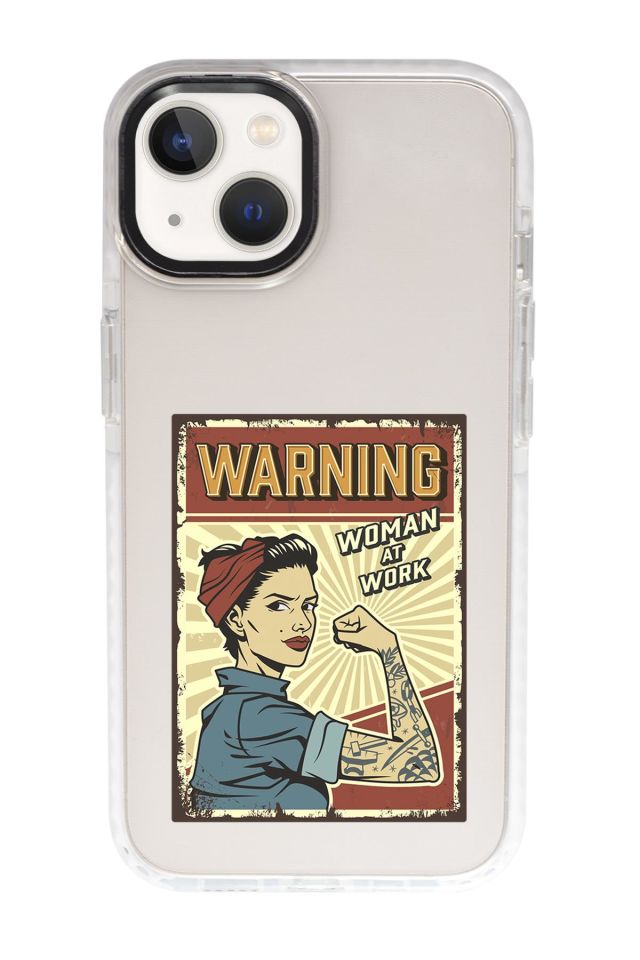 iPhone 15 Uyumlu Women At Work Desenli Candy Bumper Darbe Emci Silikonlu Telefon Kılıfı