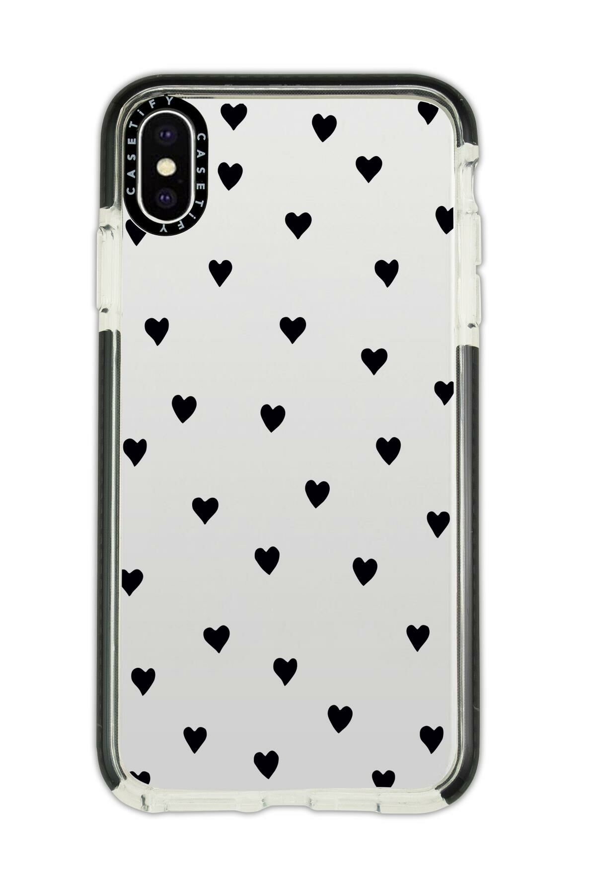iPhone Xs Max Casetify Uyumlu Siyah Kalpler Desenli Anti Shock Premium Silikonlu Siyah Kenar Detaylı Telefon Kılıfı
