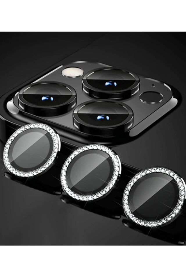 iPhone 11 Pro Uyumlu Swarovski Taşlı Kamera Lensi Koruma Camı