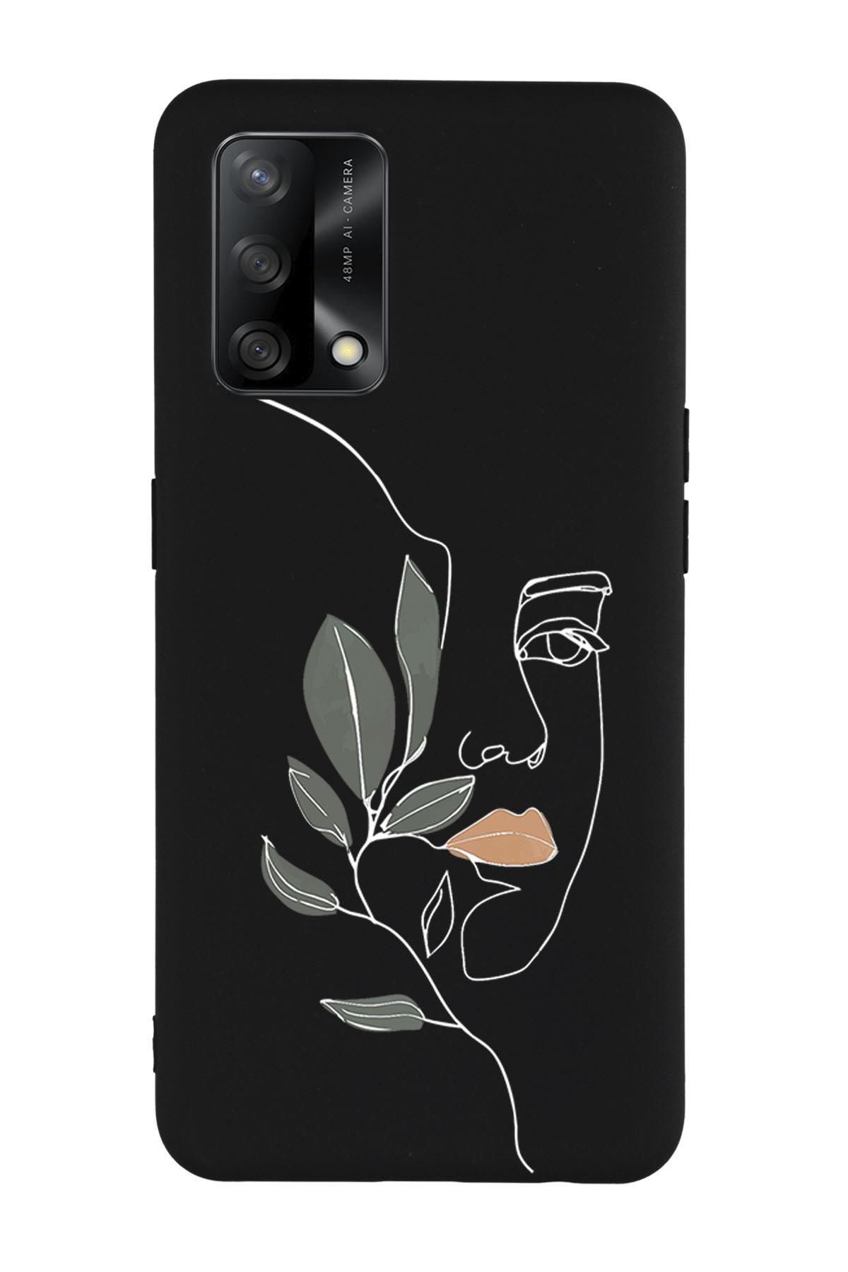 Oppo A74 Uyumlu Line Art Women Desenli Premium Silikonlu Lansman Telefon Kılıfı