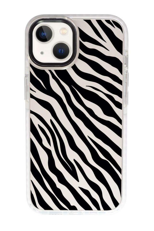 iPhone 15 Uyumlu Zebra Pattern Desenli Candy Bumper Darbe Emci Silikonlu Telefon Kılıfı