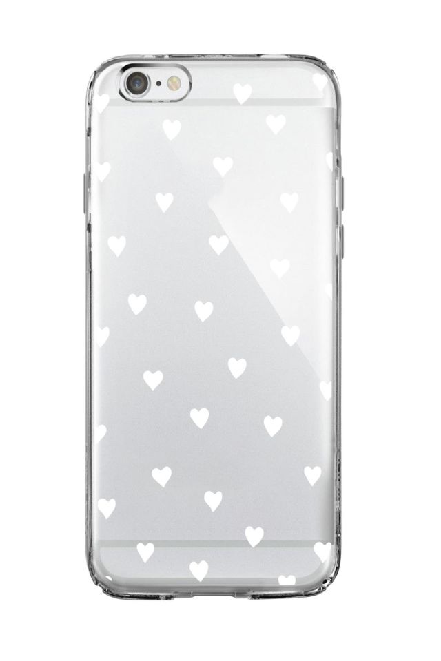 iPhone 6 Plus Uyumlu Beyaz Kalpler Premium Şeffaf Silikon Kılıf