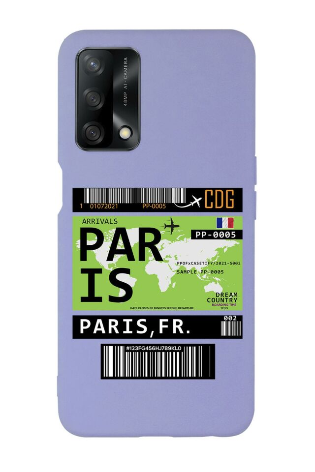Oppo A74 Uyumlu Paris Ticket Desenli Premium Silikonlu Lansman Telefon Kılıfı