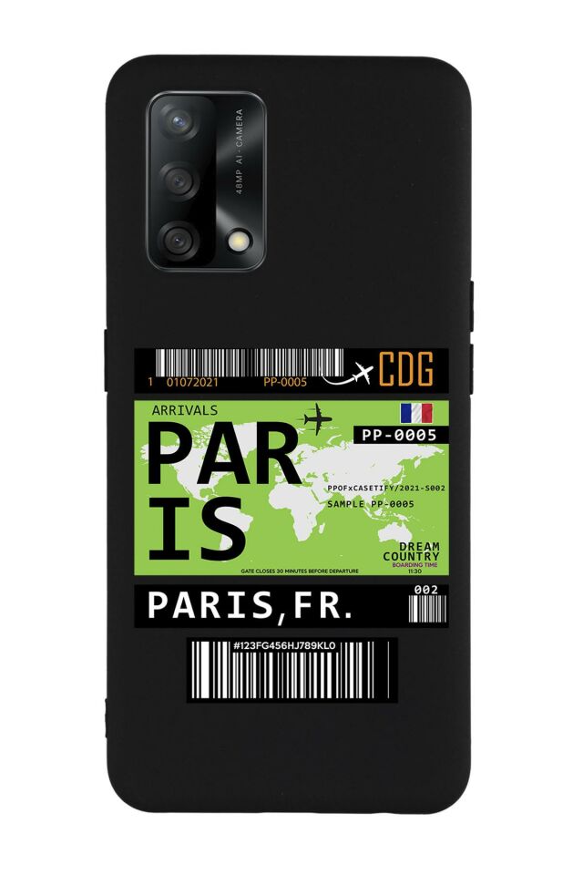 Oppo A74 Uyumlu Paris Ticket Desenli Premium Silikonlu Lansman Telefon Kılıfı