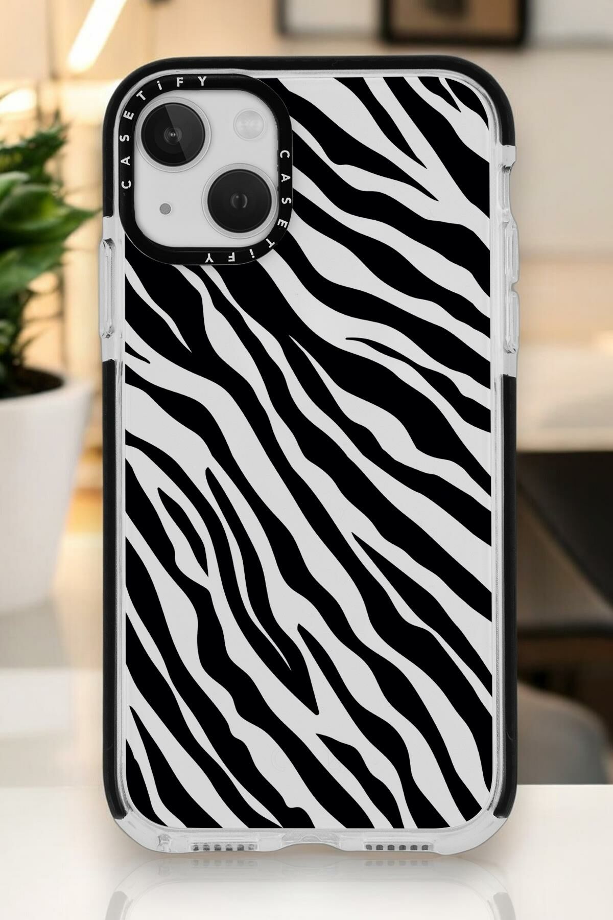 iPhone 14 Plus Uyumlu Zebra Pattern Casetify Darbe Emci Silikonlu Telefon Kılıfı