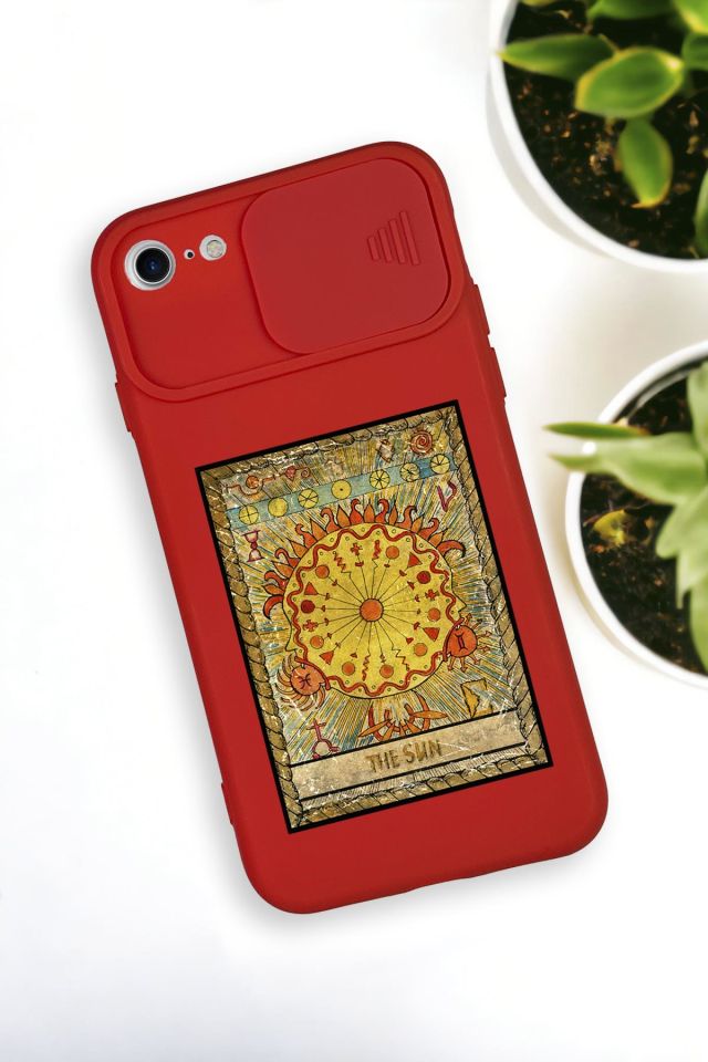 iPhone 7 Uyumlu The Sun Deer Desenli Kamera Koruma Slider Kapaklı Silikonlu Telefon Kılıfı