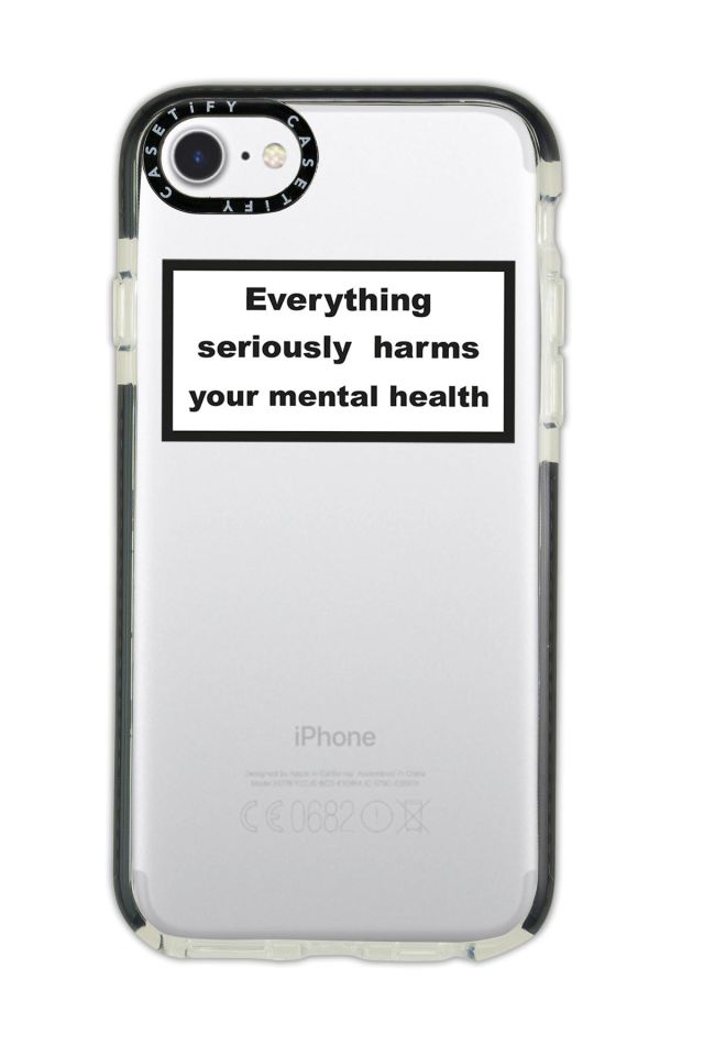 iPhone 8 Casetify Everything Seriously Desenli Anti Shock Premium Silikonlu Siyah Kenar Detaylı Telefon Kılıfı