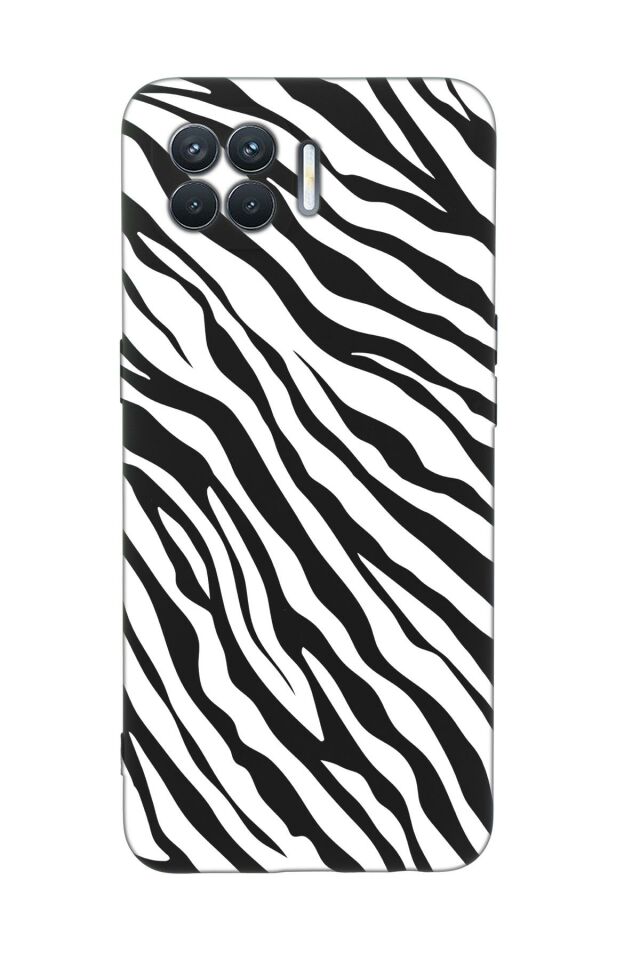 Oppo Reno 4 Lite Zebra Pattern Premium Silikonlu Telefon Kılıfı