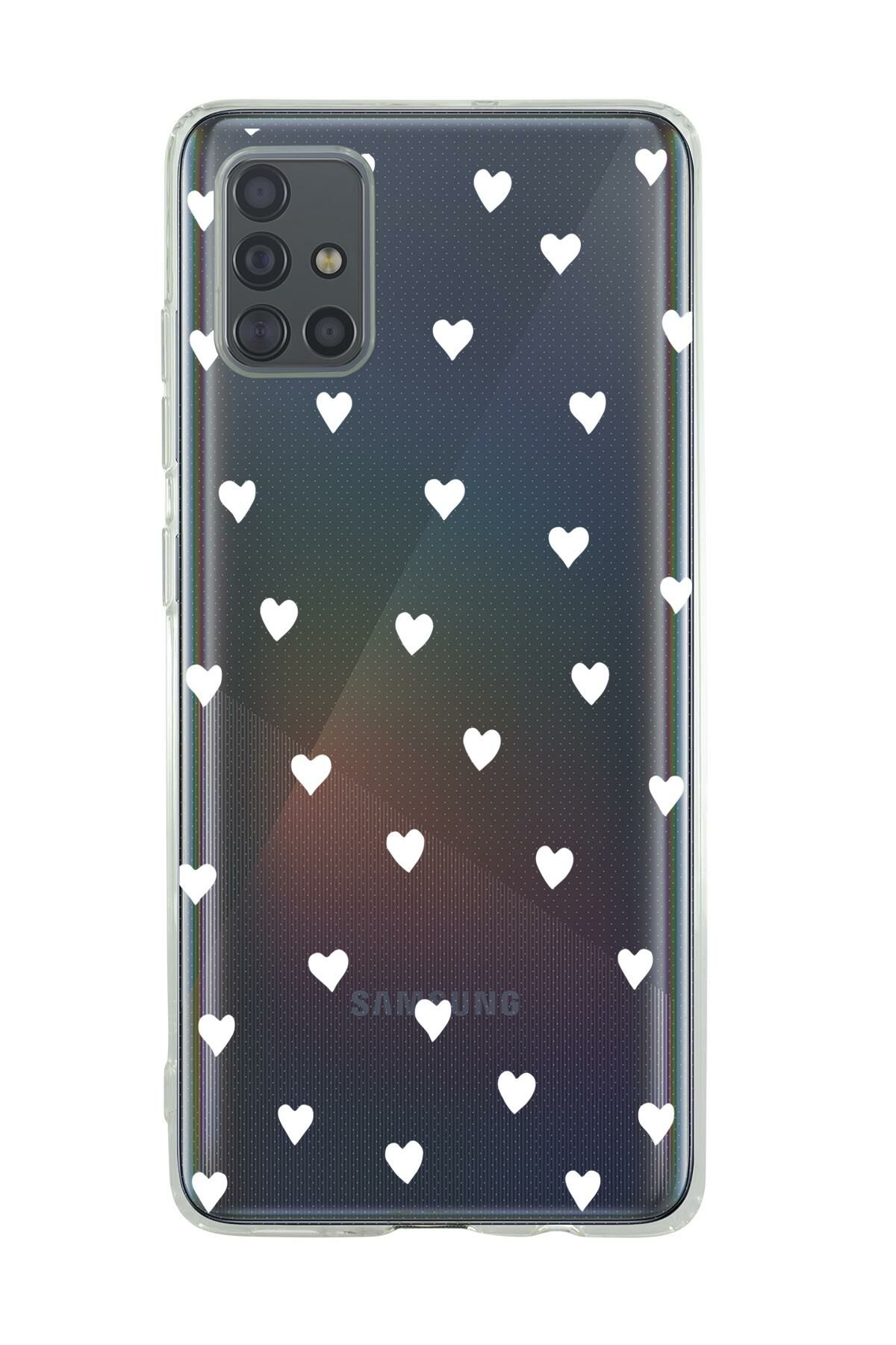 Samsung A71 Uyumlu Beyaz Kalpler Premium Şeffaf Silikon Kılıf