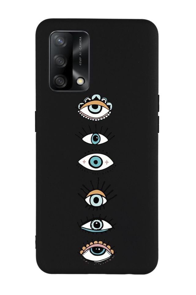 Oppo A74 Uyumlu Renkli Gözler Desenli Premium Silikonlu Lansman Telefon Kılıfı