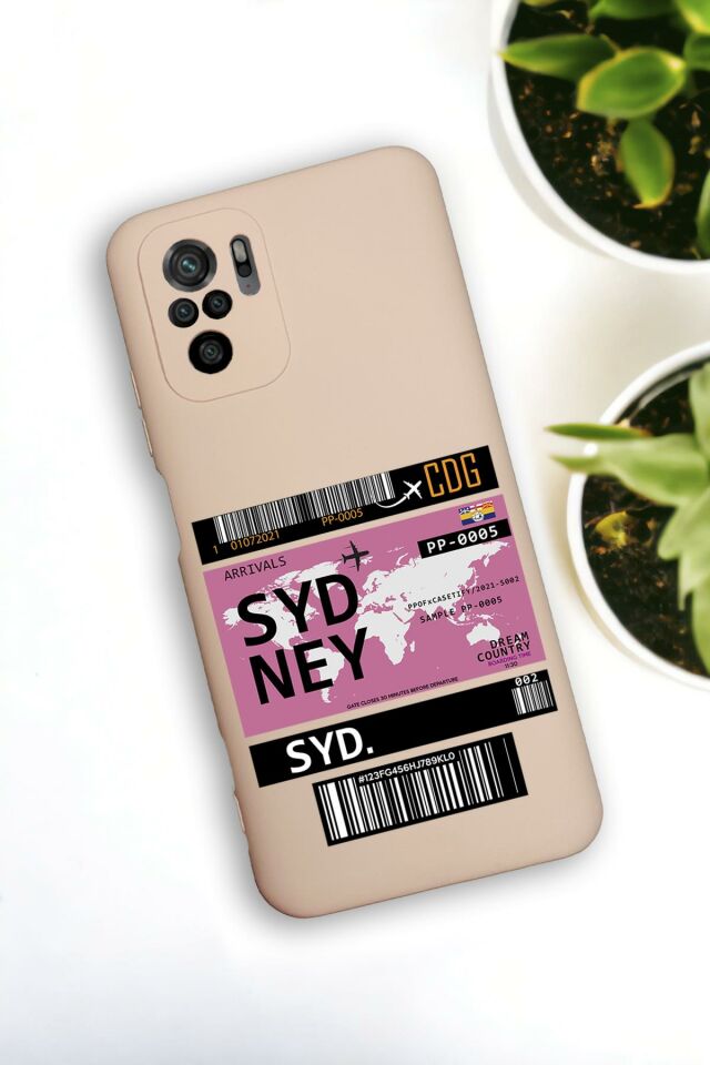 Redmi Note 10s Uyumlu Sydney Ticket Desenli Premium Silikonlu Lansman Telefon Kılıfı