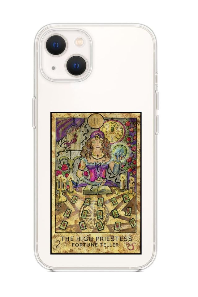 iPhone 13 Mini The High Priestess Desenli Premium Silikonlu Şeffaf Telefon Kılıfı
