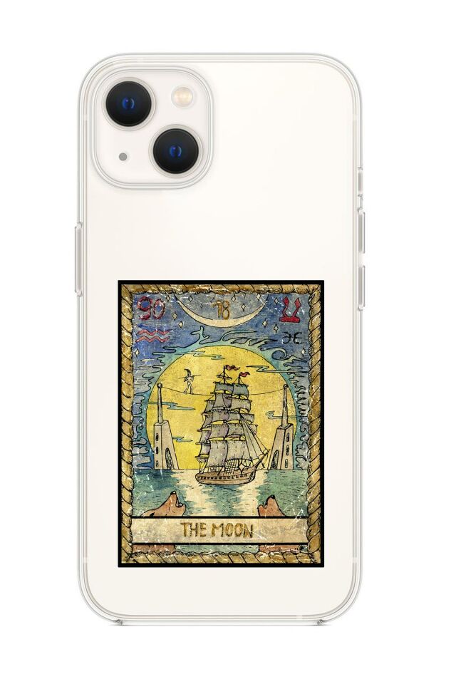 iPhone 13 Mini The Moon Desenli Premium Silikonlu Şeffaf Telefon Kılıfı
