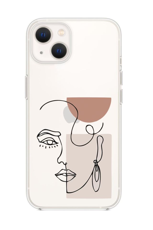 iPhone 13 Mini Women Art Desenli Premium Silikonlu Şeffaf Telefon Kılıfı