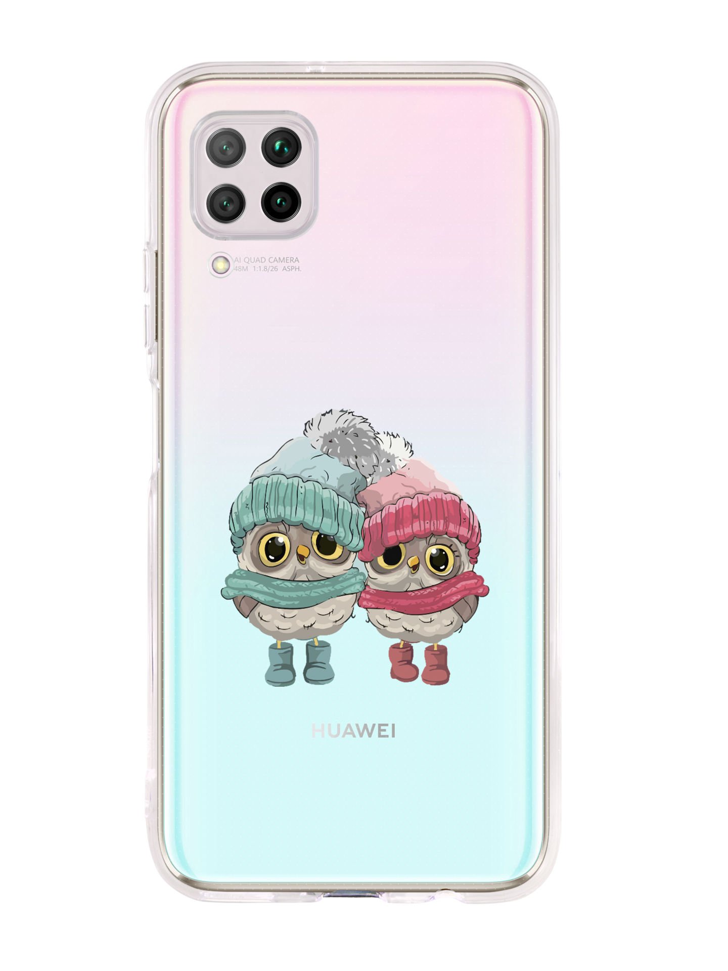 Huawei P40 Lite Bereli Baykuş Desenli Premium Şeffaf Silikon Kılıf