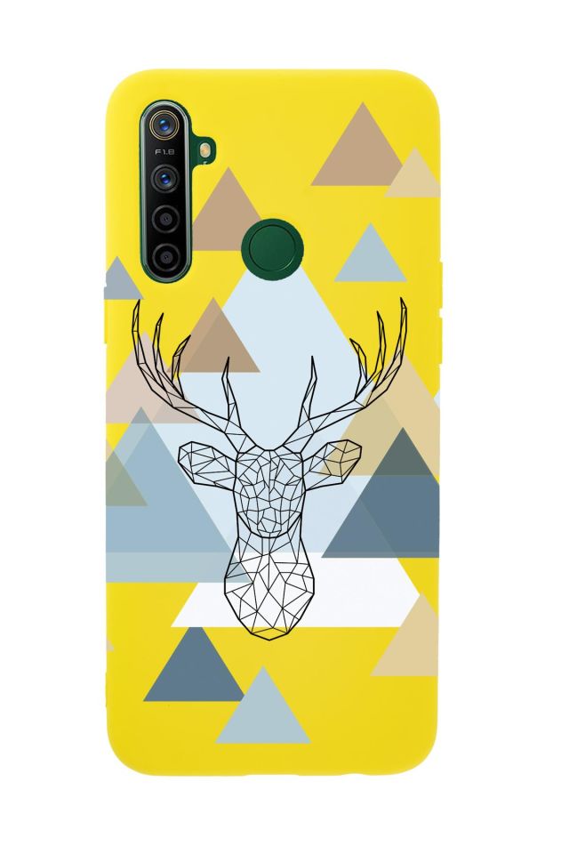 Realme 5i Polygon Deer Premium Silikonlu Telefon Kılıfı