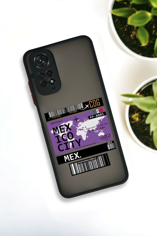 Xiaomi Redmi Note 11 Uyumlu Mexico Ticket Desenli Buzlu Şeffaf Lüx Telefon Kılıfı