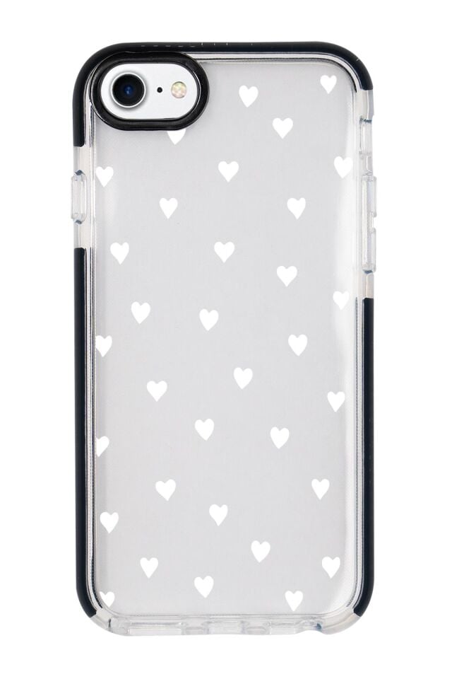 iPhone SE 2020 Uyumlu Beyaz Kalpler Candy Bumper Silikonlu Telefon Kılıfı
