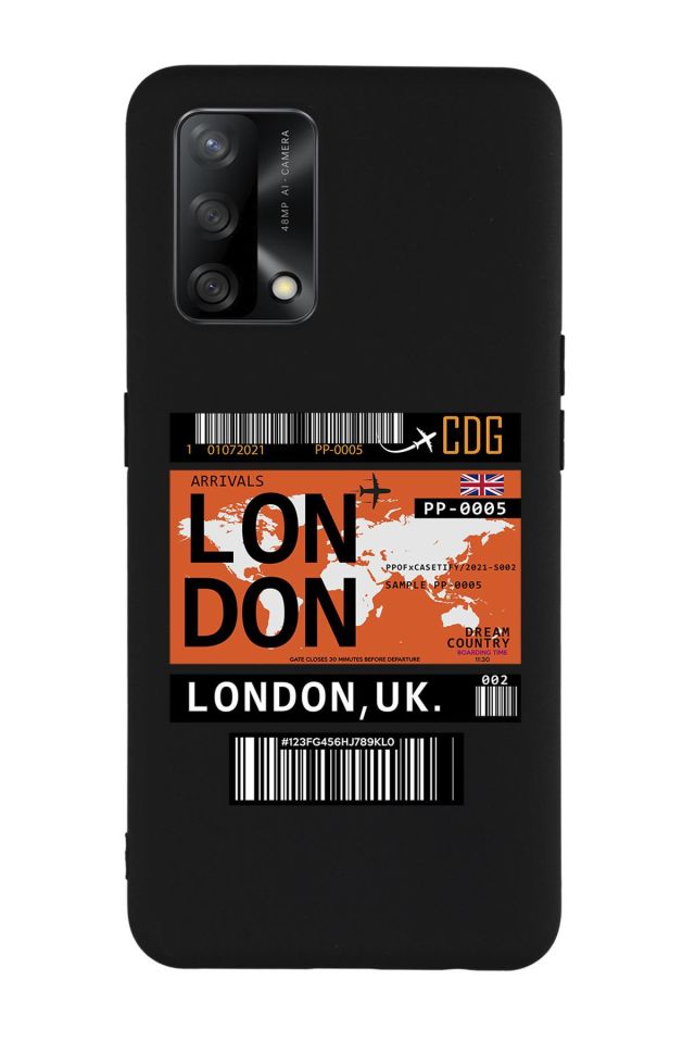 Oppo A74 Uyumlu London Ticket Desenli Premium Silikonlu Lansman Telefon Kılıfı