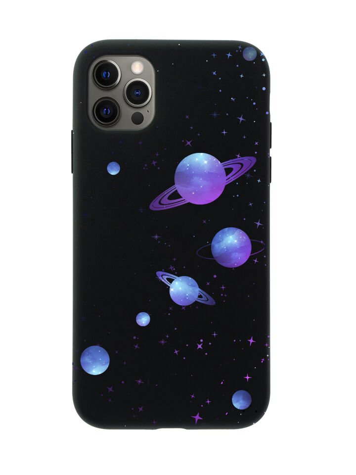 iPhone 12 Pro Galaxy and Stars Premium Lansman Silikonlu Kılıf